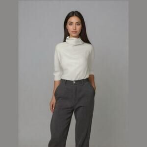 Dleet Cowl Neck White Cotton Top Blouse Boxy Contemporary‎ Clean Girl Aesthetic